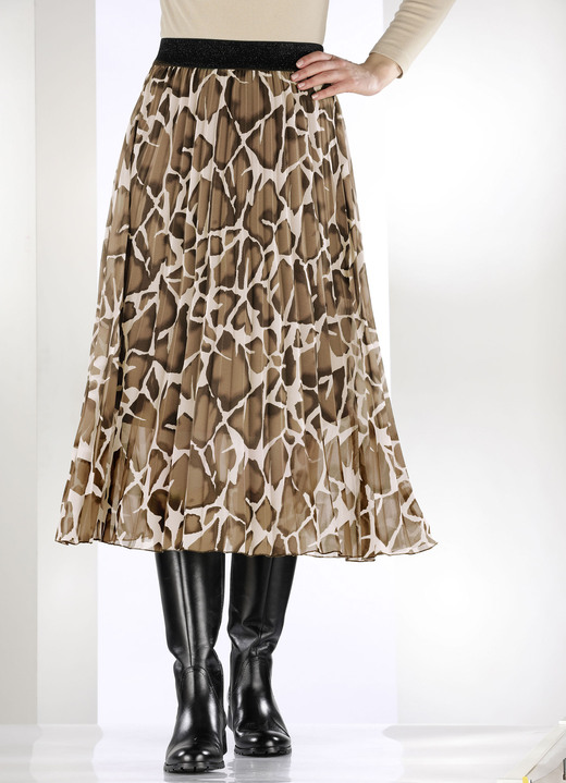 - Rok met plissévouwen, in Größe 018 bis 054, in Farbe COGNAC-BEIGE