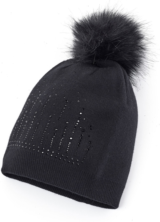 - Muts met subtiele strass steentjes, in Farbe ZWART Ansicht 1