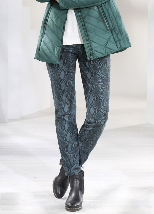 - Broek met trendy reptieldessin, in Größe 018 bis 052, in Farbe PETROL-ZWART Ansicht 1