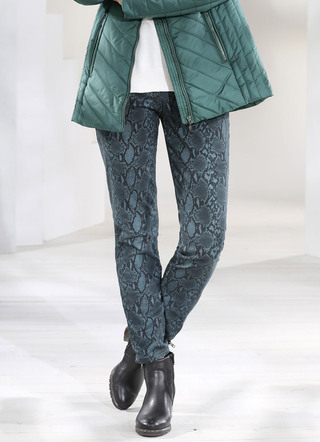 Broek met trendy reptieldesign