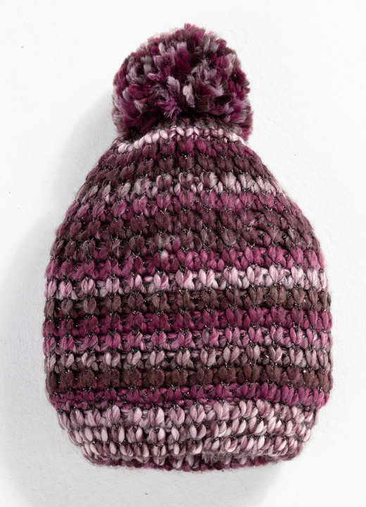 - Mütze mit Bommel, in Farbe BEERE-BUNT