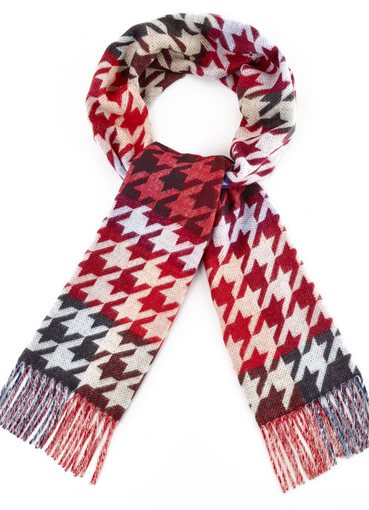 - Sjaal met pied-de-poule-motief, in Farbe ROOD-MEERKLEURIG Ansicht 1