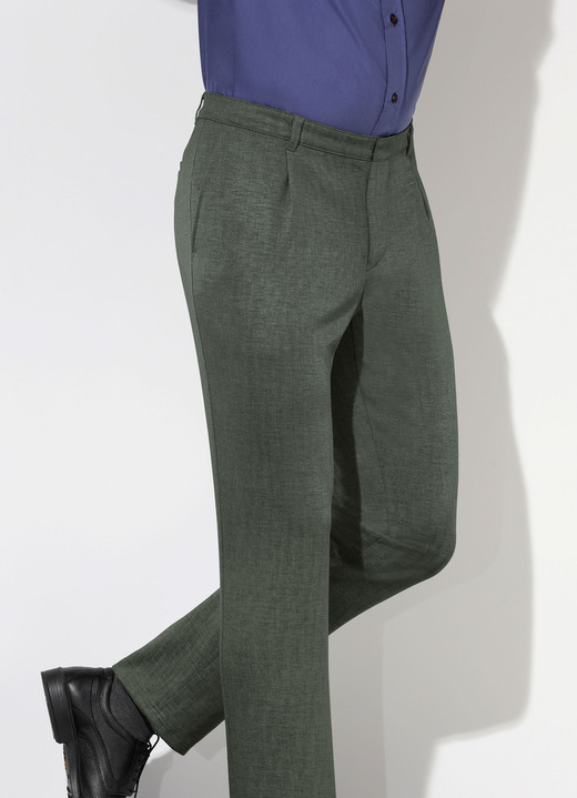 Broeken - 'Klaus Modelle'-broek met lage taille in 4 kleuren, in Größe 025 bis 060, in Farbe OLIE VERSUS GEVLEKT Ansicht 1