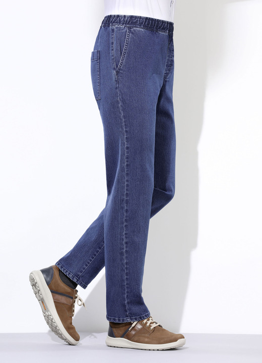 Jeans - Pull-on jeans in 3 kleuren, in Größe 024 bis 060, in Farbe JEANSBLAUW Ansicht 1