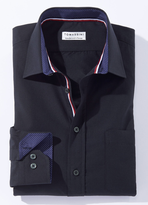 Businesshemden - Shirt in 4 kleuren met borstzakje, in Größe 038 bis 048, in Farbe ZWART Ansicht 1