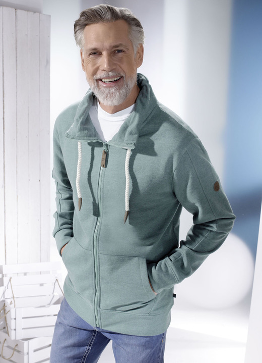 Sweatshirts - Korte jas met kangoeroezakken, in Größe 3XL(58) bis XXL (56), in Farbe AACHTMINT GEMÊLEERD