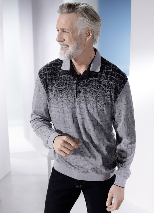 - Poloshirt in 2 Farben, in Größe L (52/54) bis XXL (60/62), in Farbe GRAU-SCHWARZ