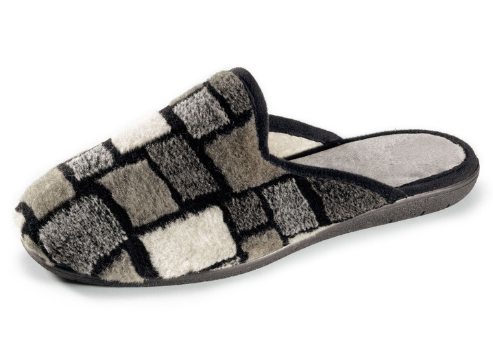 - Slippers gemaakt van zacht pluche materiaal, in Größe 040 bis 046, in Farbe GRIJS