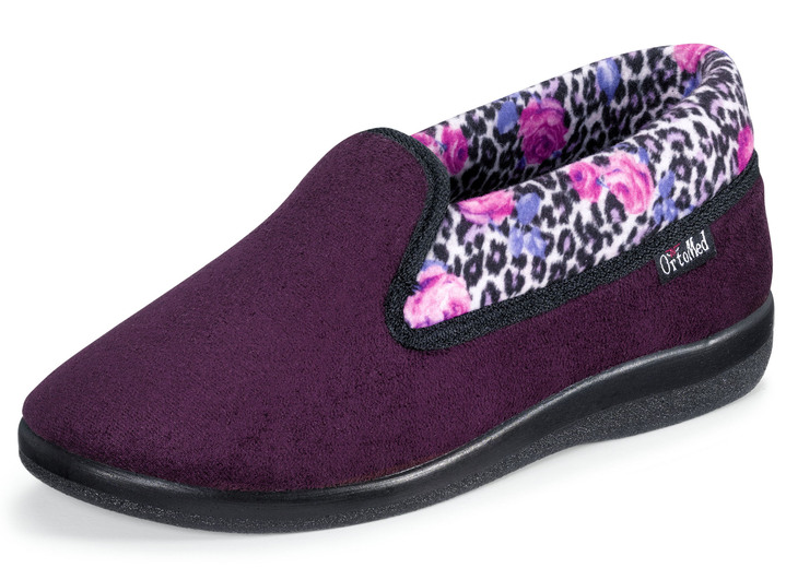 Huisschoenen - Slippers met anatomisch gevormd voetbed, in Größe 036 bis 042, in Farbe AUBERGINE-BONT Ansicht 1