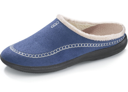 Velours pantoffel met decoratieve stiksels