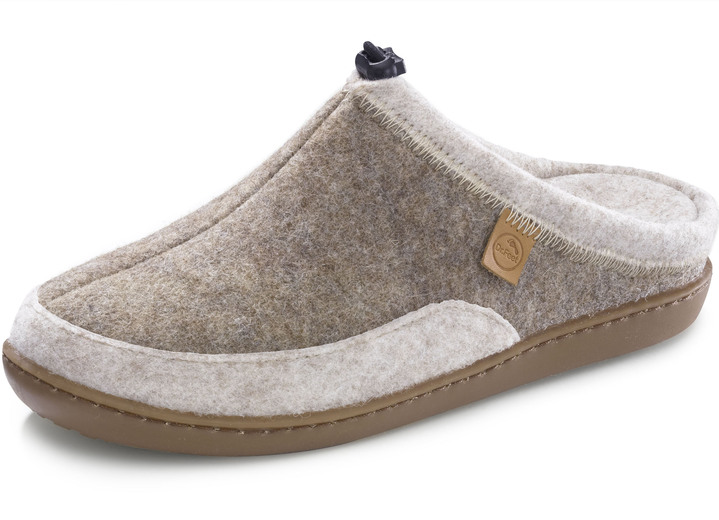 Huisschoenen - Laurina, klassieke damespantoffels, breedte H, met uitneembaar voetbed, in Größe 036 bis 042, in Farbe TAUPE-BEIGE Ansicht 1