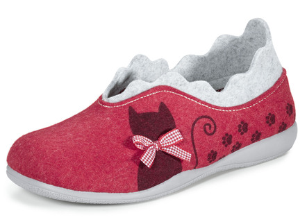 Laurina vilten pantoffel met brutale kattenprint