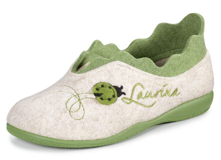 Laurina vilten pantoffels met fantasierijk borduurwerk