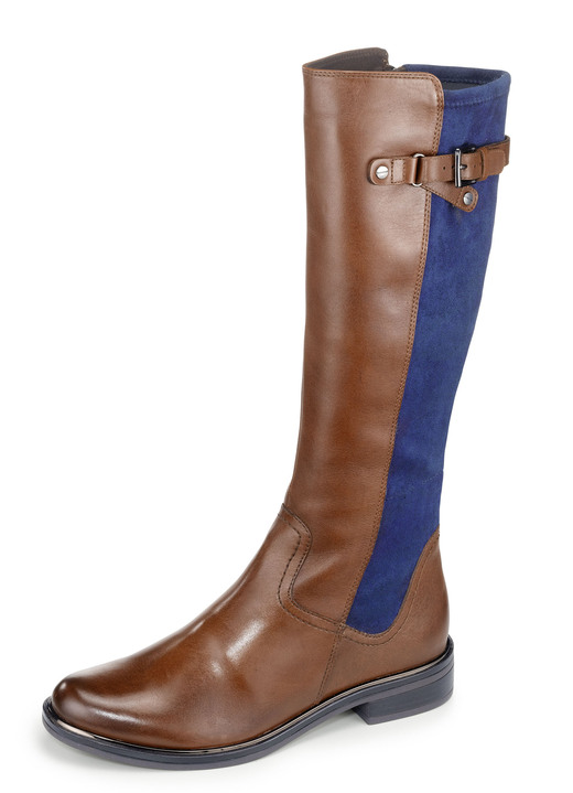 Laarzen & laarsjes - Caprice-laarzen van fijn nappaleer en elastisch textielmateriaal, in Größe 3 1/2 bis 8, in Farbe COGNAC-MARINE Ansicht 1