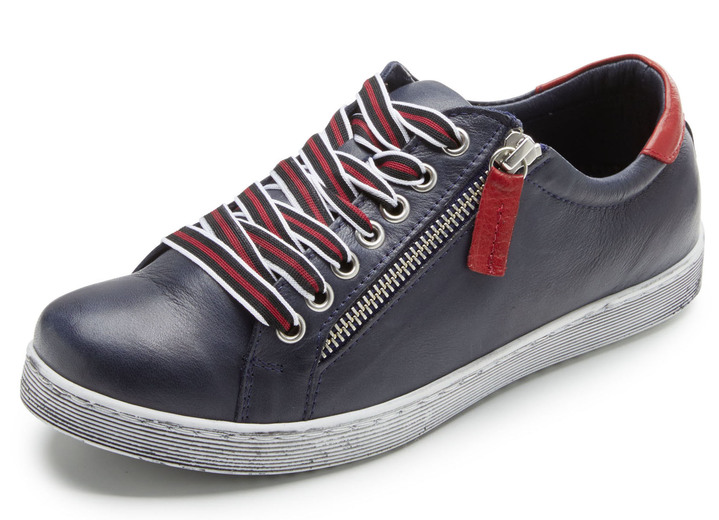 Instappers & veterschoenen - Andrea Conti sneakers met slimme contrasterende vetersluiting, in Größe 036 bis 042, in Farbe NAVY-ROOD Ansicht 1