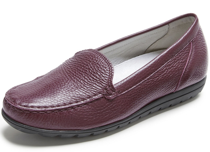Slipper & Schnürschuhe - Waldläufer Slipper aus hochwertigem, genarbtem Hirsch-Nappaleder, in Größe 3 1/2 bis 8, in Farbe BORDEAUX Ansicht 1