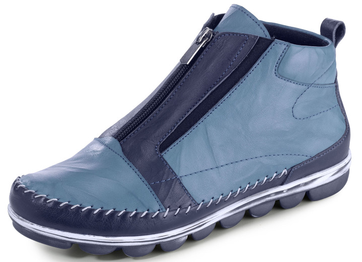 - Gemini gekreukt mocassin laarsje, in Größe 036 bis 042, in Farbe BLAUW Ansicht 1
