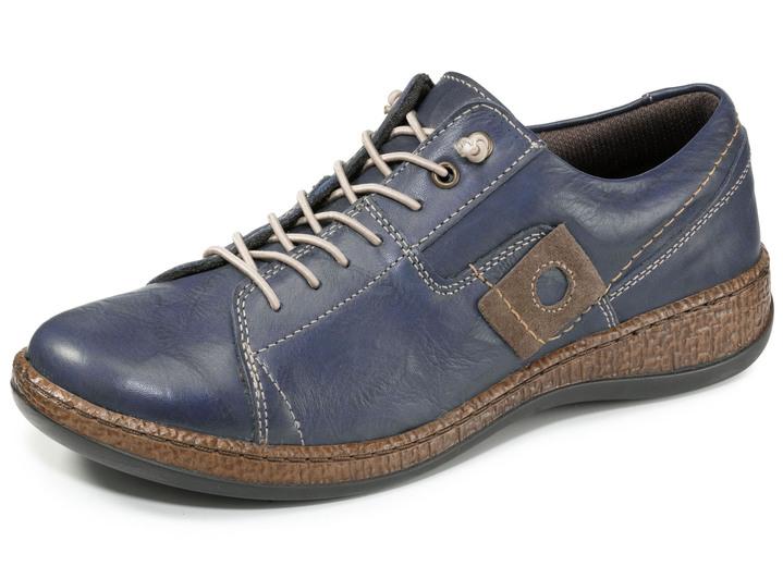 Instappers & veterschoenen - Sneakers gemaakt van nappaleer met een gerimpelde structuur, in Größe 036 bis 042, in Farbe NAVY-BRUIN Ansicht 1