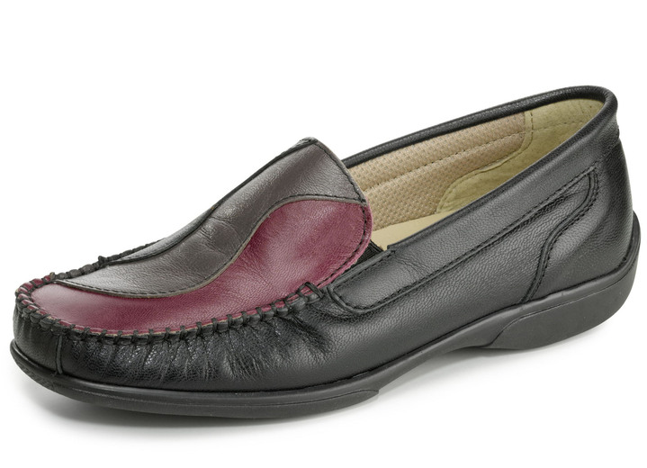 Instappers & veterschoenen - Mocassinloafers van Chevreau-nappaleer, in Größe 036 bis 042, in Farbe ZWART-MEERKLEURIG Ansicht 1