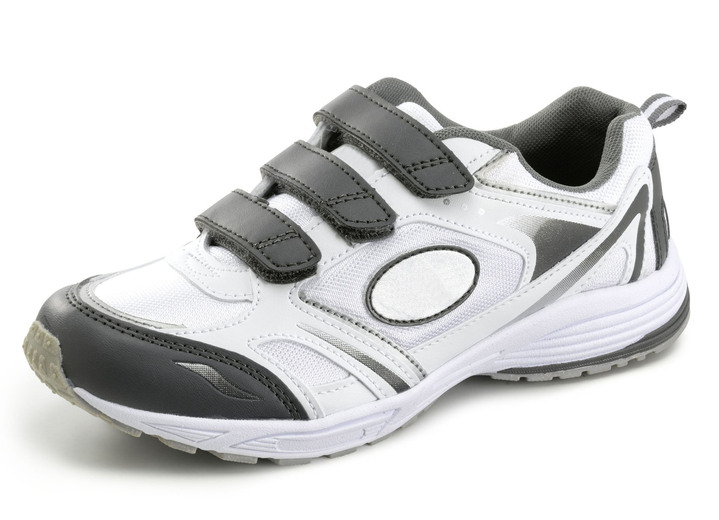 Sport- & vrijetijdschoenen - Sneakers met klittenband in een sportief design, in Größe 036 bis 041, in Farbe WIT-GRIJS Ansicht 1