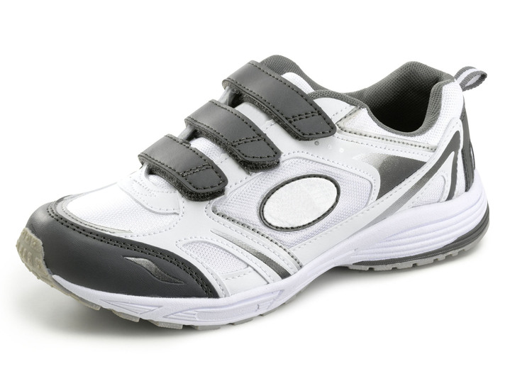 Sport- & vrijetijdschoenen - Sneakers met klittenband in een sportief design, in Größe 036 bis 042, in Farbe WIT-GRIJS Ansicht 1