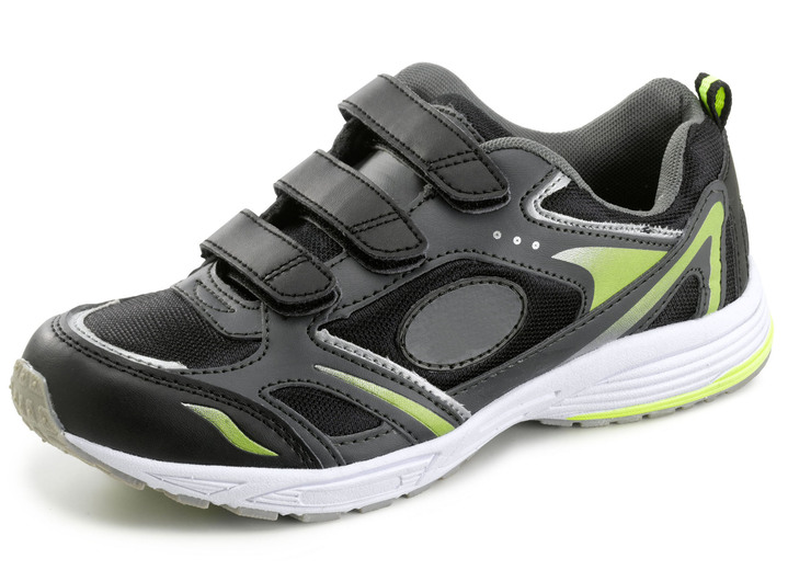 Sport- & vrijetijdschoenen - Sneakers met klittenband in een sportief design, in Größe 036 bis 041, in Farbe ZWART-GROEN Ansicht 1
