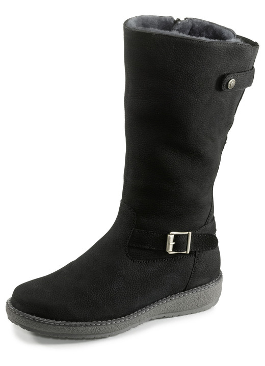 Laarzen & laarsjes - Waldläufer, gevoerde dameslaarzen, winterschoenen, breedte H, met lamsvacht, in Größe 4 1/2 bis 9, in Farbe ZWART Ansicht 1