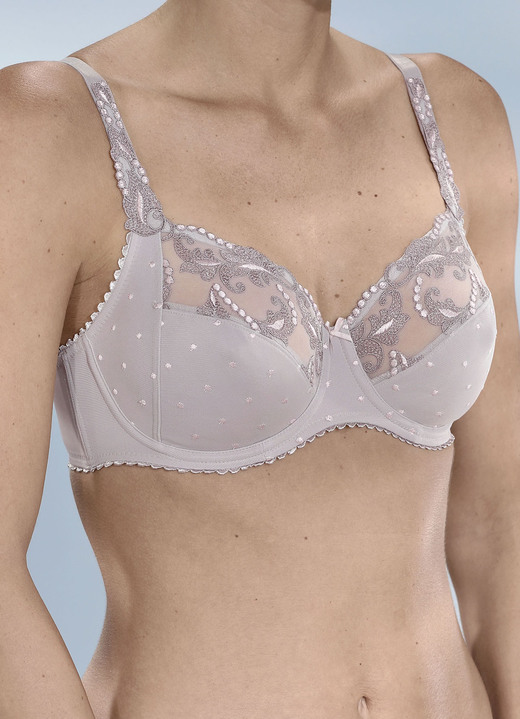 BH met beugel - Felina beugelbeha met hoogwaardige borduursels, in Größe 075 bis 100, in Cup F, in Farbe PARELGRIJS Ansicht 1