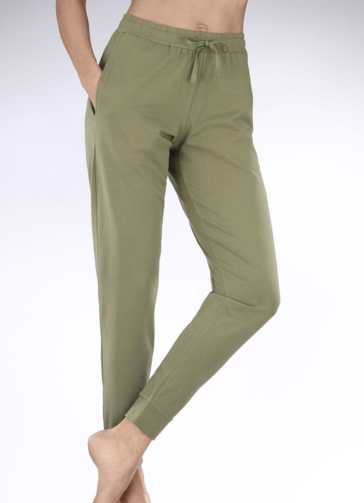 Broeken - Broek met biologisch katoen en zijzakken, in Größe 036 bis 052, in Farbe OLIJF Ansicht 1