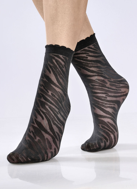 - Set van vier sokken met dierenbontmotief, in Farbe ZWART MET PATROON Ansicht 1