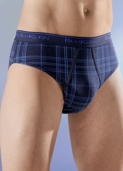 Slips & onderbroeken - Set van vier broeken, geruit, met elastische band, in Größe 006 bis 010, in Farbe 2 X MARINEBLAUW, 2 X BLAUW-MARINEBLAUW