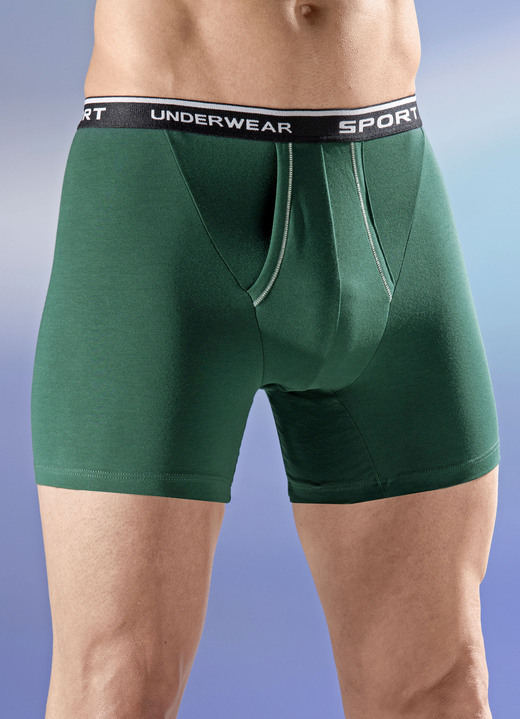 Pants & boxershorts - Driepak broeken met gulp, in Größe 004 bis 010, in Farbe 1 X DENNENGROEN, 1 X MARINEBLAUW, 1 X BORDEAUX