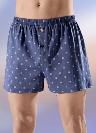 Vier-pack boxershorts, all-over design, opening met knopen