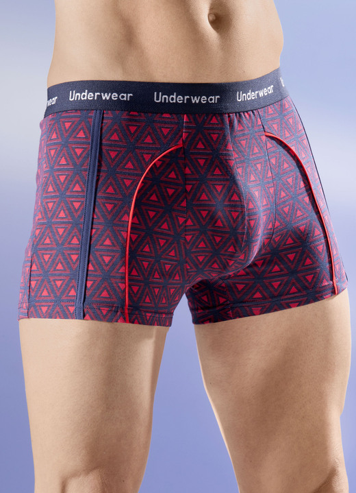 Pants & boxershorts - Drie-pack broek met elastische tailleband, all-over design, in Größe 004 bis 009, in Farbe NAVY-ROOD