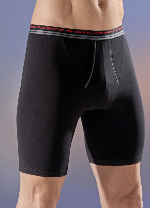 Pants & boxershorts - Set van twee longpants met elastische band, effen, in Größe 008 bis 011, in Farbe ZWART
