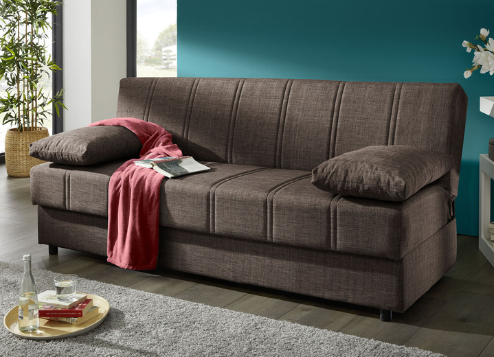 Slaap sofa`s - Slaapbank die vrij in de kamer kan worden opgesteld met sierkussens en bedbox, in Farbe BRUIN Ansicht 1