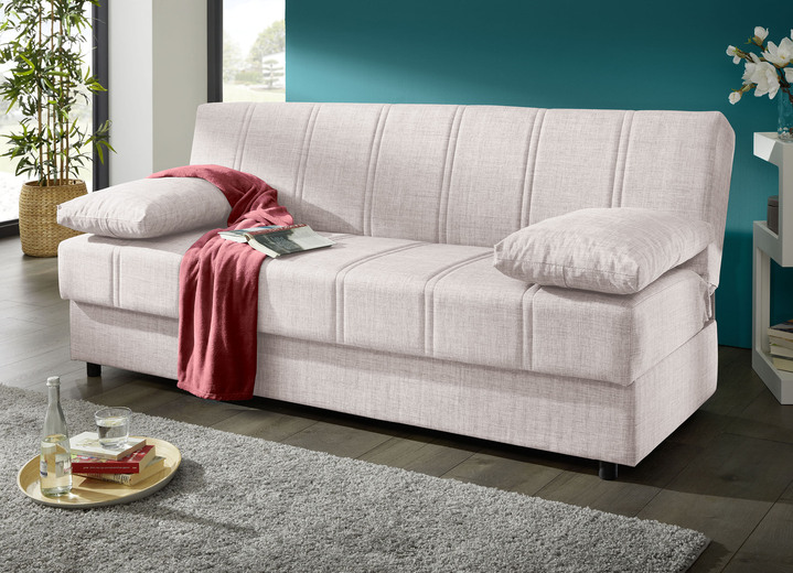 Slaap sofa`s - Slaapbank die vrij in de kamer kan worden opgesteld met sierkussens en bedbox, in Farbe CRÈME Ansicht 1