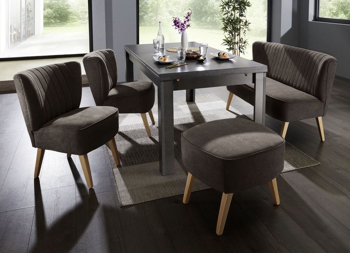 Stoelen & zitbanken - Modern eetkamermeubel met houten poten in beukenhout, in Farbe DONKERBRUIN, in Ausführung Fauteuil Ansicht 1