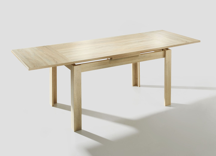 Eettafels - Eettafel met verlengstuk en onderhoudsvriendelijk oppervlak, in Farbe RUW GEZAAGD EIKENHOUT, in Ausführung klein Ansicht 1