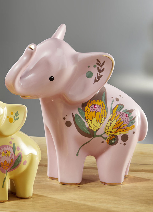 Beeldjes - Handgemaakte Goebel porseleinen olifanten, in Farbe ROZE, in Ausführung Wanjala Ansicht 1
