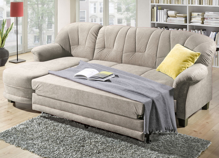 - Comfortabel gestoffeerde hoek met bedfunctie, in Farbe BEIGE, in Ausführung Gestoffeerde hoek 138x231 cm