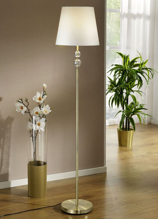 Stijlvolle vloerlamp in antiek messingkleurig metaal
