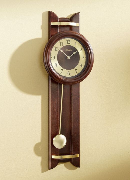 Horloges - Hoogwaardige wandklok met wortelnoten-look kast, in Farbe NOTENBOOM