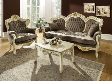 Juwelen woonkamer meubels met wit-goud lak afwerking