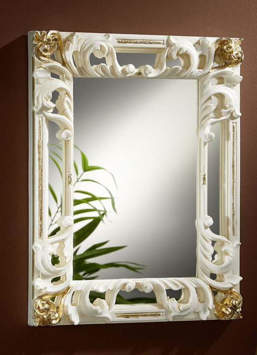 Garderobemeubels - Spiegel met frame van hoogwaardig geverfd polystyreen, in Farbe CRÈME-GOUD