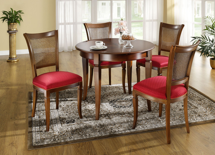 - Elegant eetkamermeubel met houtsnijwerk op de poten, in Farbe NOTENBOOM-ROOD, in Ausführung Set van 2 stoelen Ansicht 1