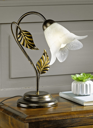 Metalen tafellamp met decoratief gebladerte