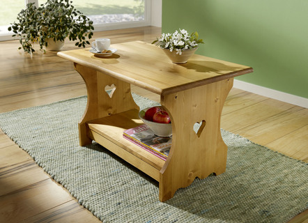 Salontafel van massief, gewaxt sparrenhout