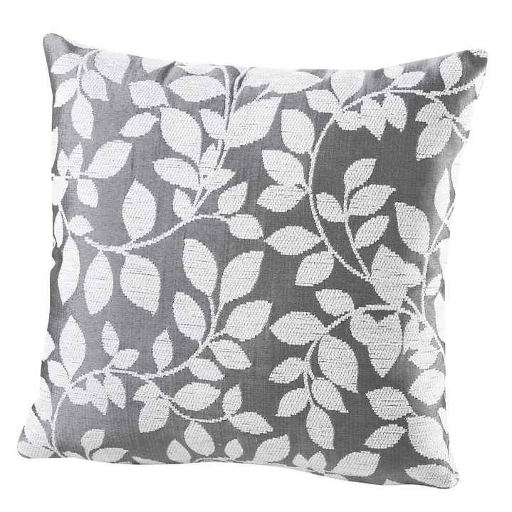Decoratiekussens & slopen - Kussenhoes met mooi bladmotief, in Größe 905 (kussensloop, 38x38 cm) bis 910 (kussensloop, 50 x 50 cm), in Farbe GRIJS-WIT Ansicht 1