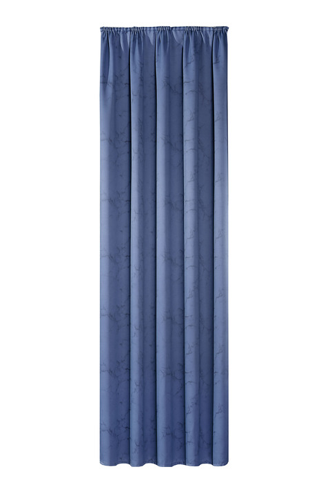 Klassiek - Ondoorzichtige verduisterende sjaal met ruchesband, in Größe 358 (H 145 x B 140 cm) bis 456 (H 245 x B 140 cm), in Farbe BLAUW Ansicht 1